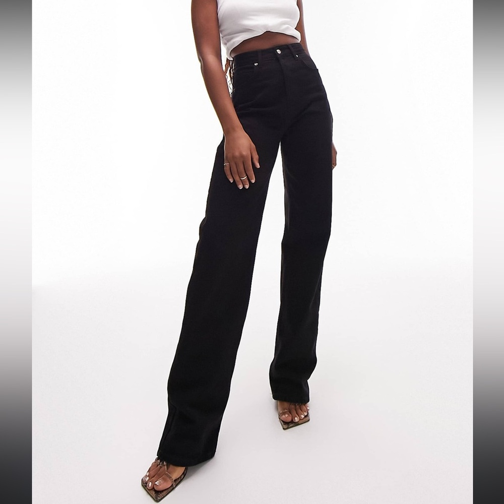 Topshop Black High Rise Oversized Mom Jeans